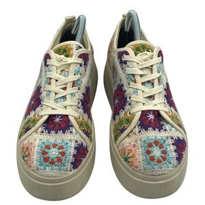 Dirty Laundry DL Crochet Lace Up Sneakers Multicolor Size 9/40, patchwork flower